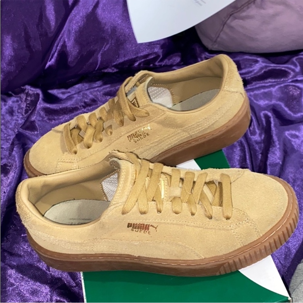 Puma Tan Suede Platform Sneakers